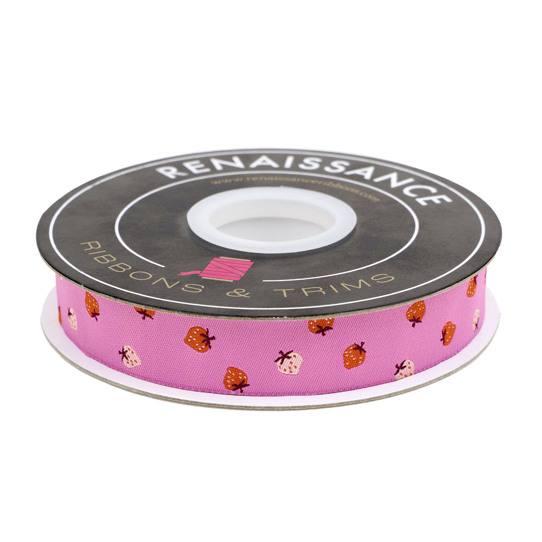 PREORDER - Strawberry - Strawberry Toss in Daisy - 7/8" width - by Kimberly Kight - One Yard