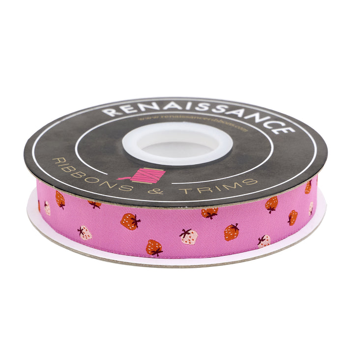 PREORDER - Strawberry - Strawberry Toss in Daisy - 7/8" width - by Kimberly Kight - One Yard
