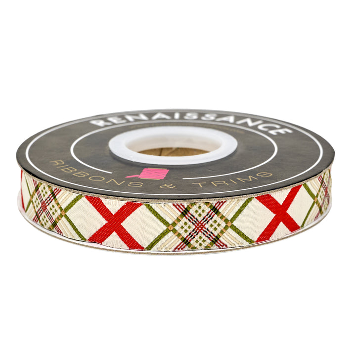 Spruce - Crossed Threads in Cream - 5/8" width - by Sharon Holland - One Yard