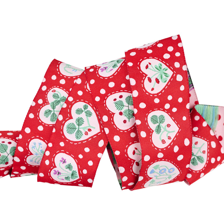 PREORDER - Funny Valentine - Sweet Hearts in Red - 1-1/2" width - by Lizzy House - One Yard