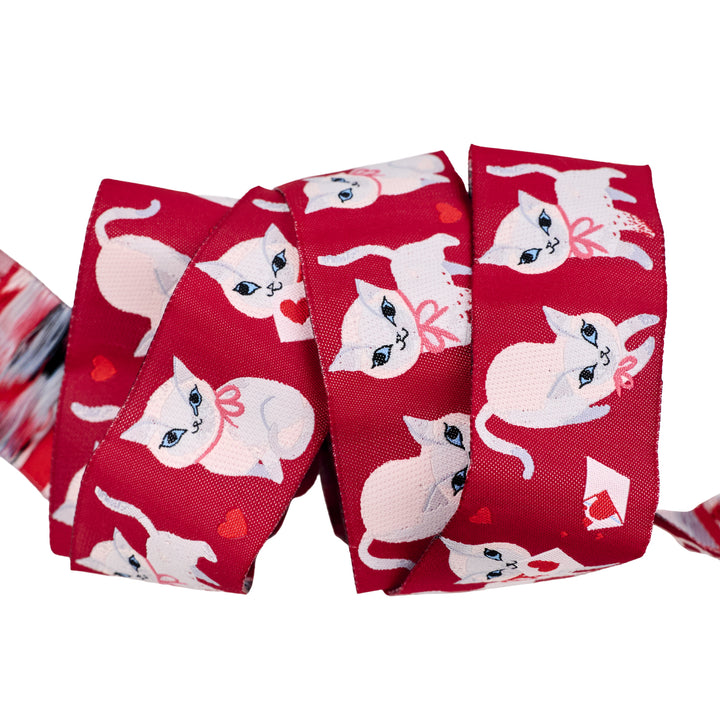 PREORDER - Funny Valentine - Sweet Kitten in Cocoa - 1-1/2" width - by Lizzy House - One Yard