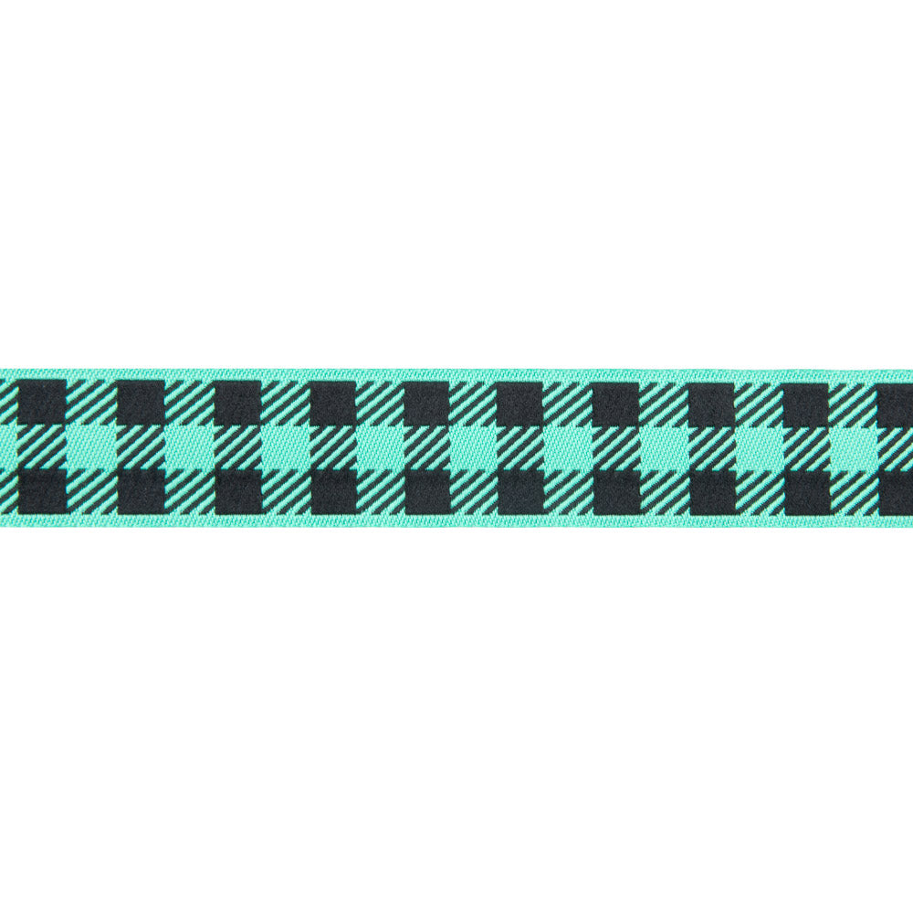 Gingham Mint and Black-7/8"-by the yard
