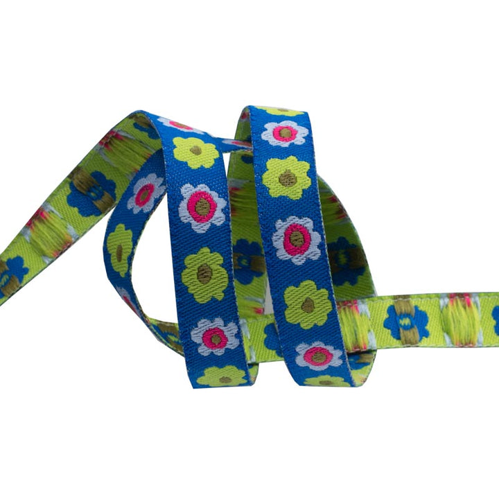 Narrow Blue Flowers row - 3/8" - Kaffe Fassett - by the yard
