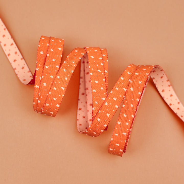 Celestial Garden - Starlit Sky in Orange - 3/8" width - by Alexandra Bordallo - One Yard