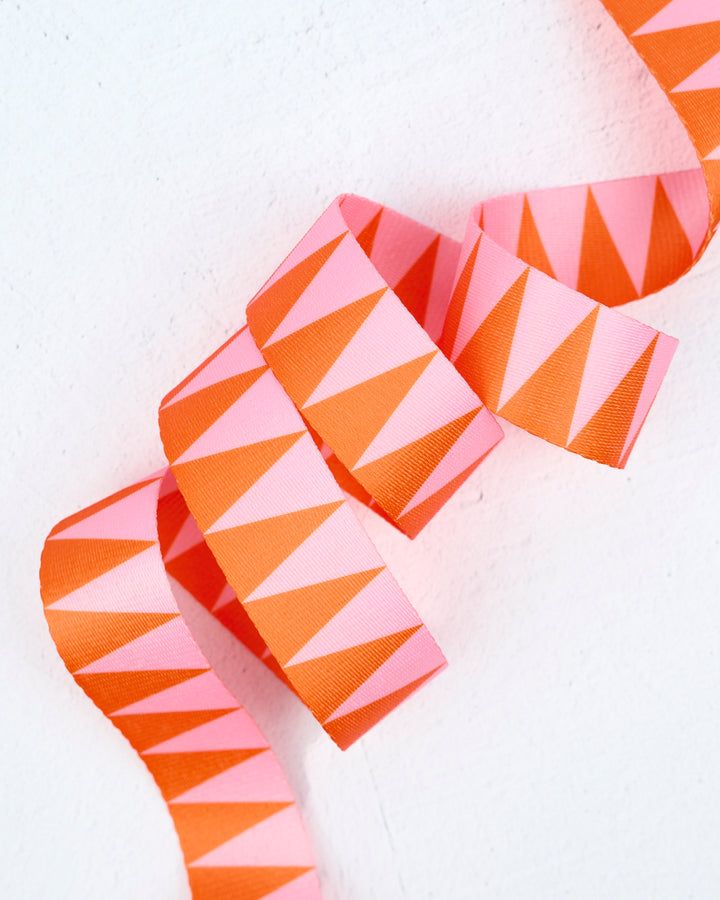 Sawtooth Webbing in Grapefruit - 1-1/2" width - by Renaissance Ribbons