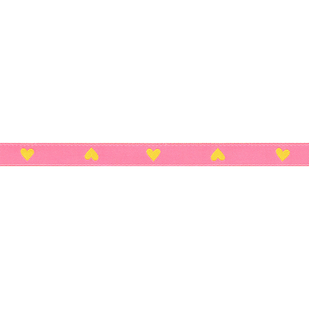 Hearts in Neon Pink/Yellow - 3/8" width - Hearts and Sparks by Melody Miller - One Yard