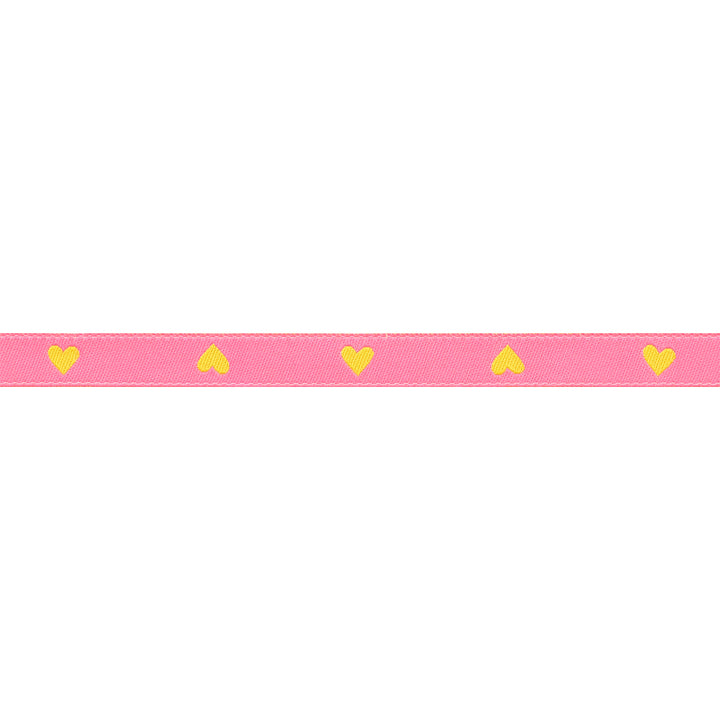 Hearts in Neon Pink/Yellow - 3/8" width - Hearts and Sparks by Melody Miller - One Yard