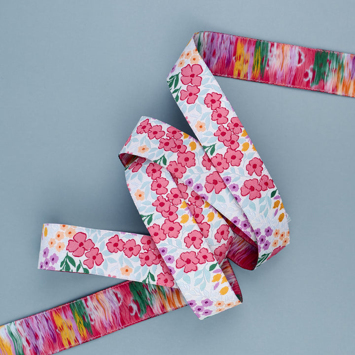 Sunset Cottage - Petalfield in White - 7/8" width - by Stephanie Organes - One Yard (Preorder)