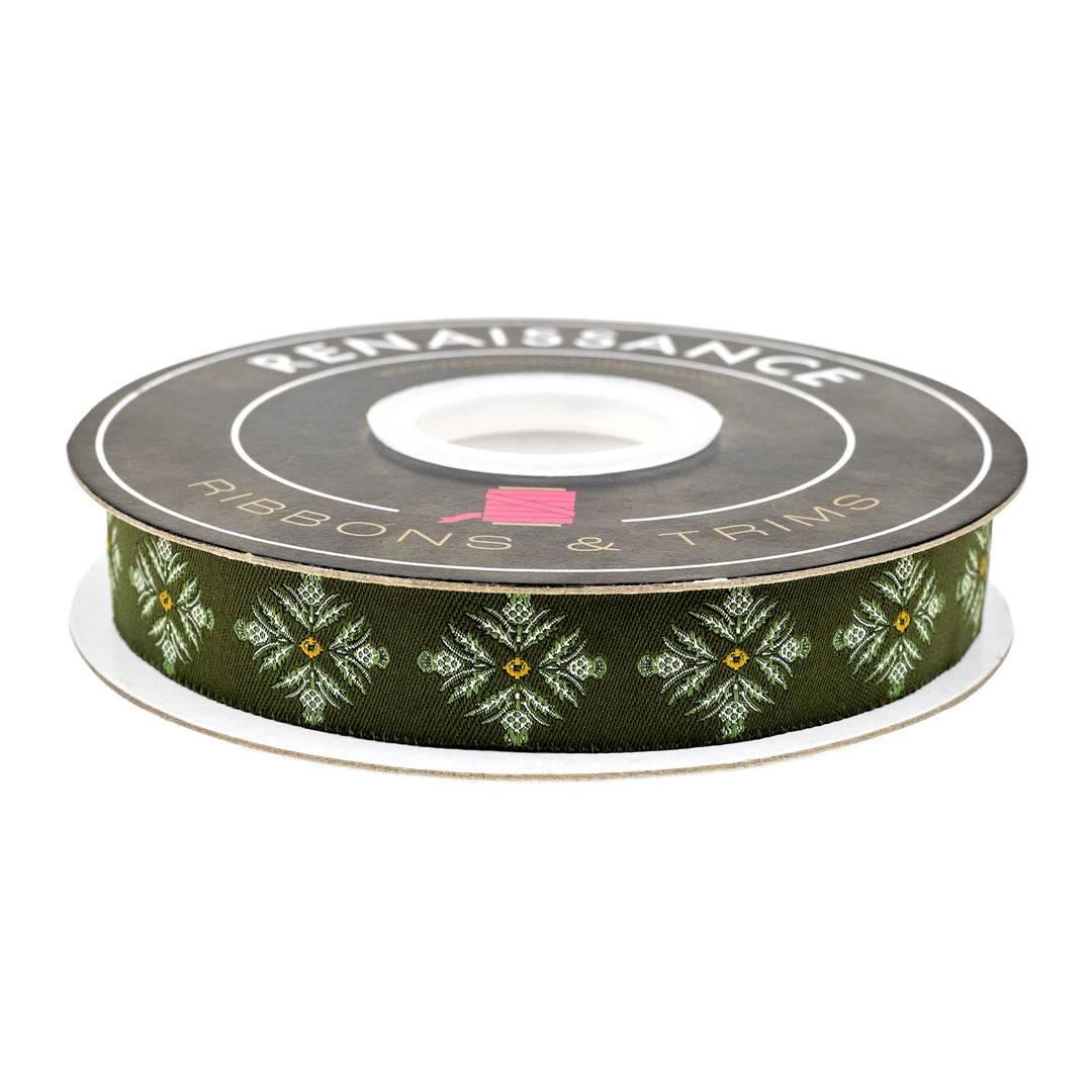 Spruce - Blooming Thistle in Green - 7/8" width - by Sharon Holland - One Yard (Preorder)