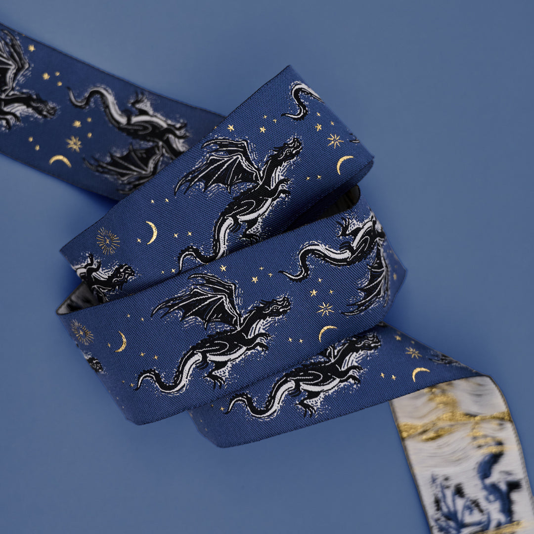 Fire Glow - Etched Dragons - 1-1/2" width - by Sarah Watts - One Yard