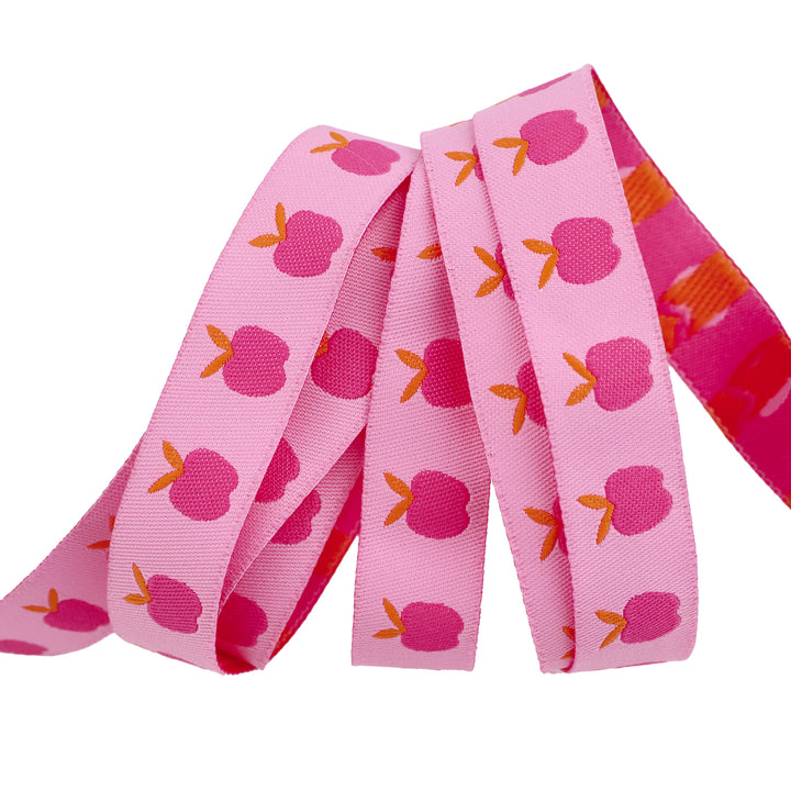 PREORDER - Catnap - Apples in Pink - 5/8" width - by Alexia Abegg - One Yard