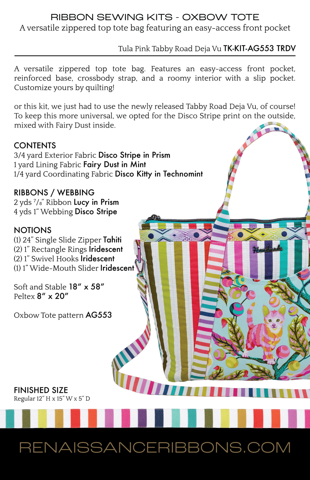 Sewing Kit - Oxbow Tote featuring Tabby Road