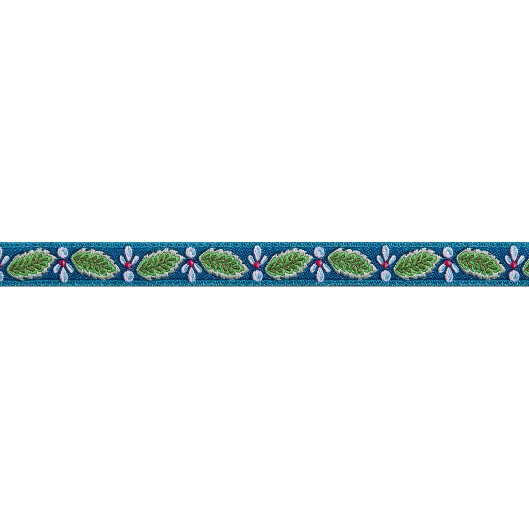 Leaves and Jewel on Blue - 3/8" - Odile - by the yard
