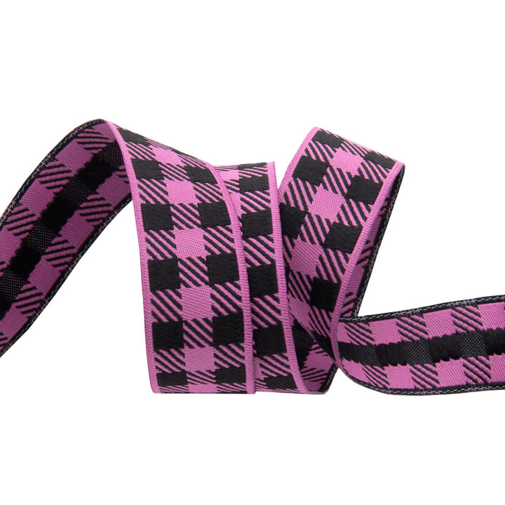 Gingham Mauve and Black-7/8"-by the yard