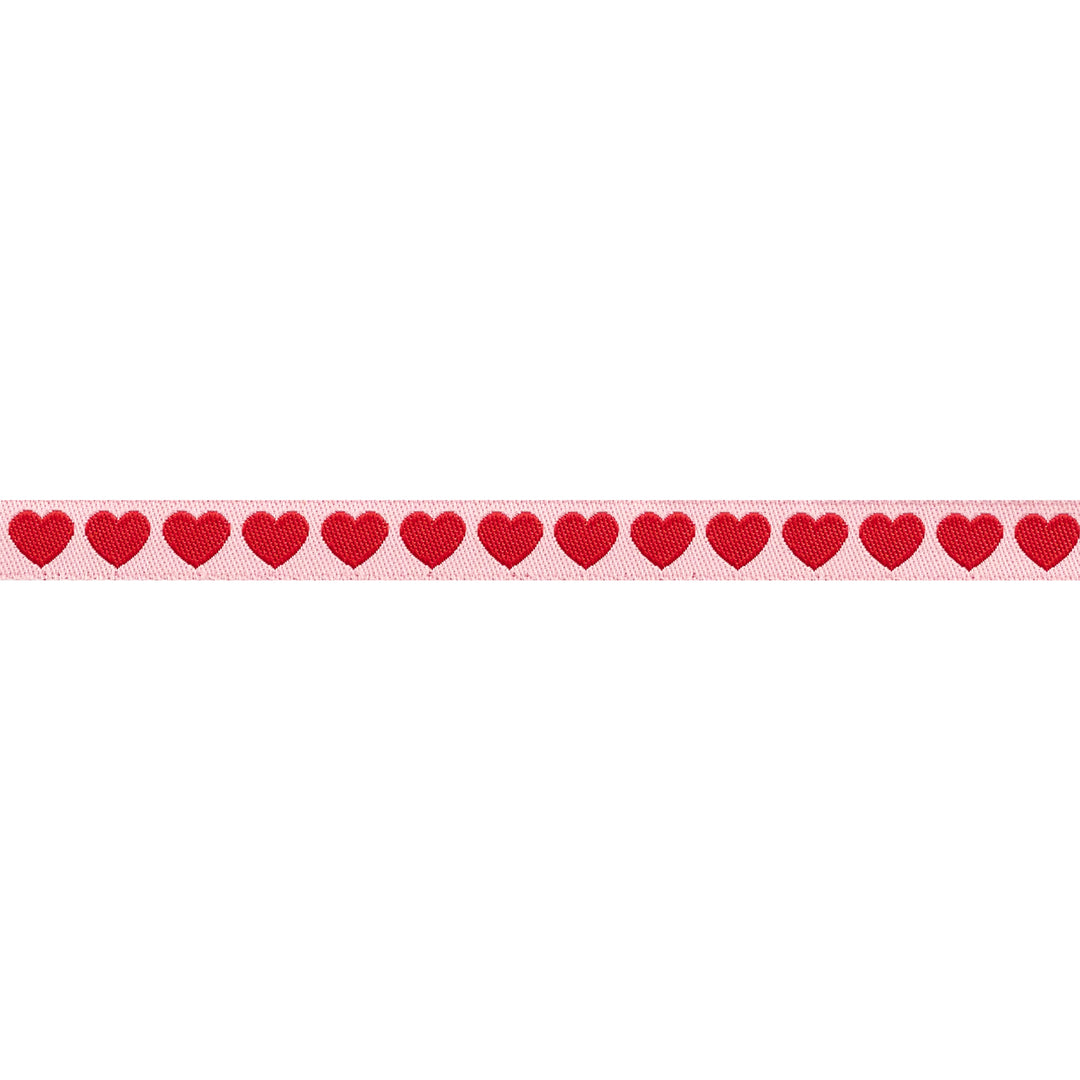 PREORDER - Funny Valentine - Tiny Hearts in Peach and Red - 3/8" width - by Lizzy House - One Yard
