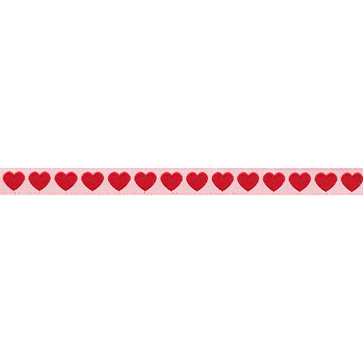 PREORDER - Funny Valentine - Tiny Hearts in Peach and Red - 3/8" width - by Lizzy House - One Yard