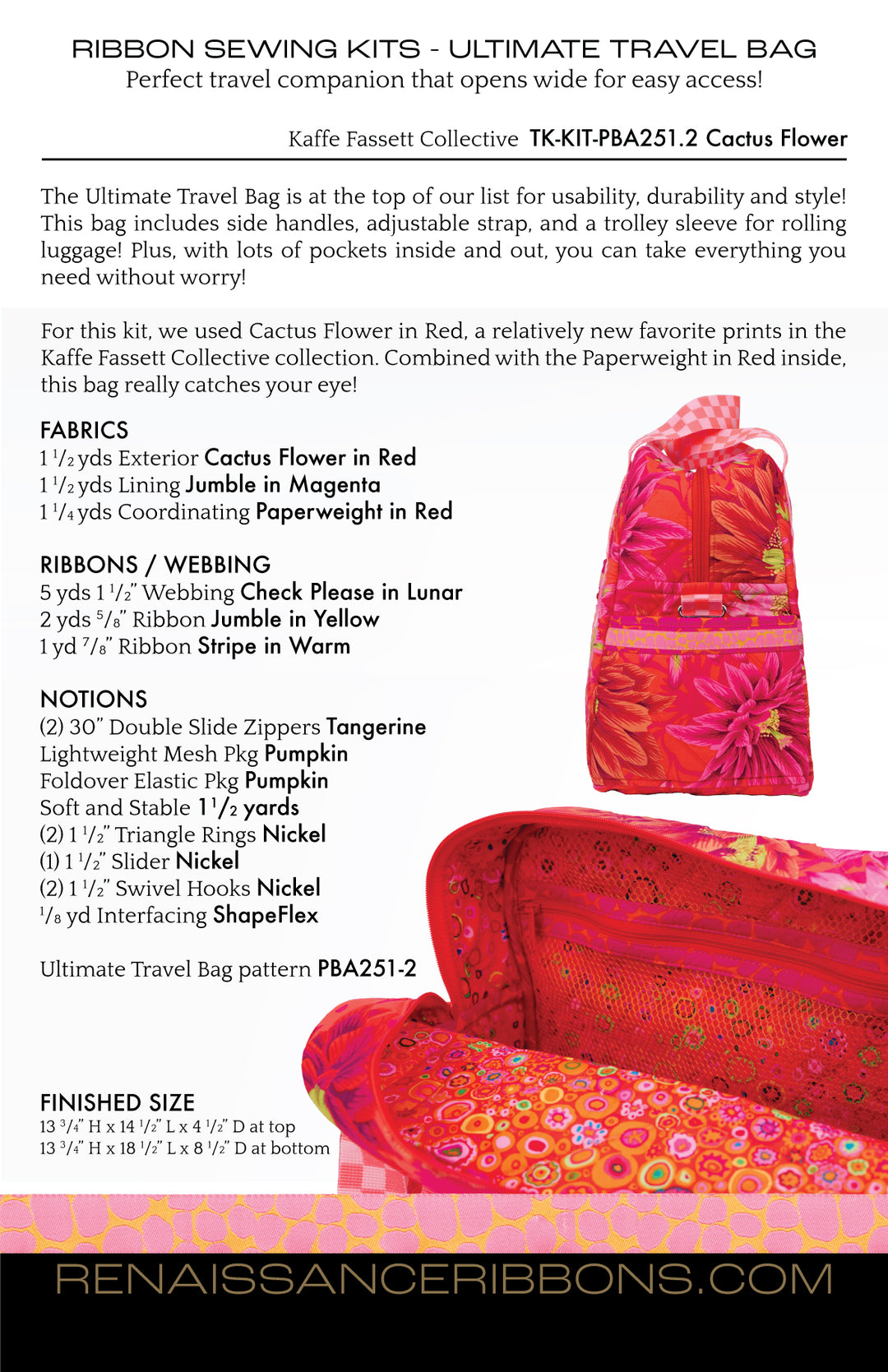 Sewing Kit - Ultimate Travel Bag in Cactus Flower BASE