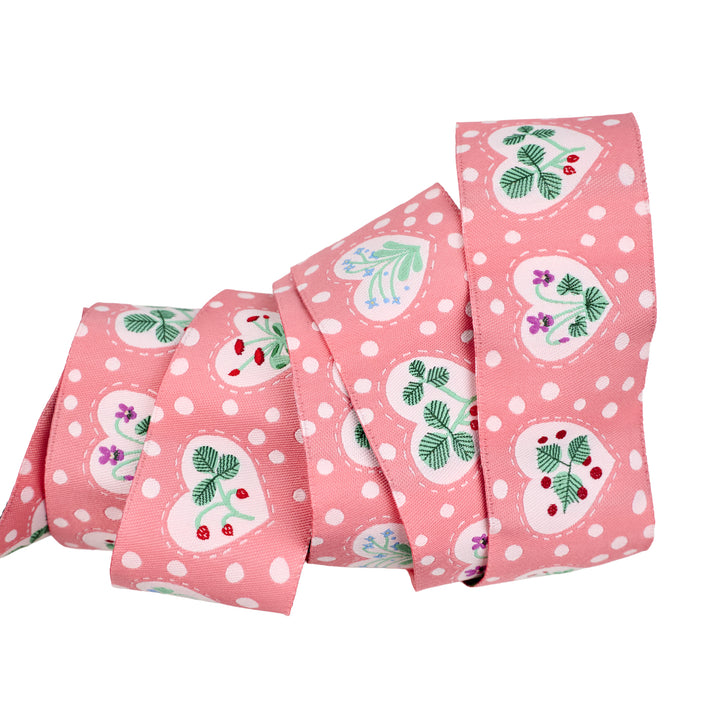 PREORDER - Funny Valentine - Sweet Hearts in Pink - 1-1/2" width - by Lizzy House - One Yard