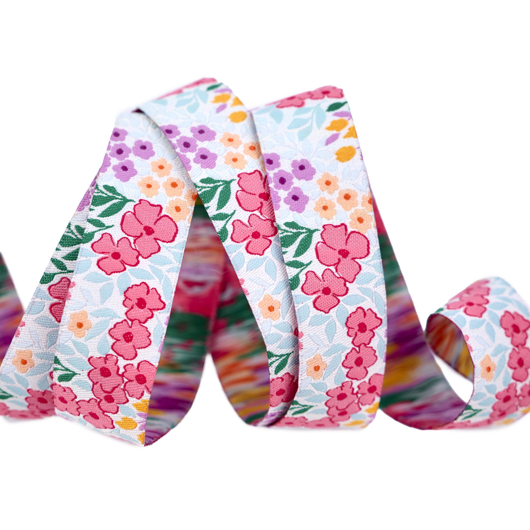 Sunset Cottage - Petalfield in White - 7/8" width - by Stephanie Organes - One Yard (Preorder)