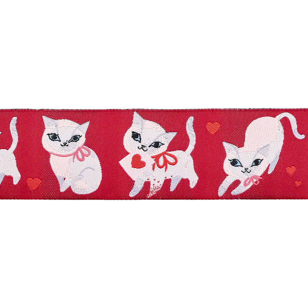 PREORDER - Funny Valentine - Sweet Kitten in Cocoa - 1-1/2" width - by Lizzy House - One Yard