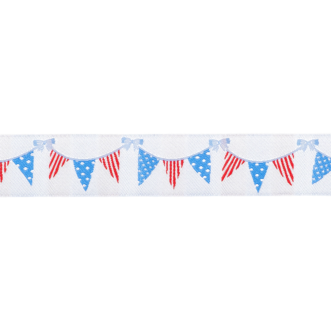 250th Birthday - Flag Banner - 1" width - by Renaissance Ribbons - One Yard