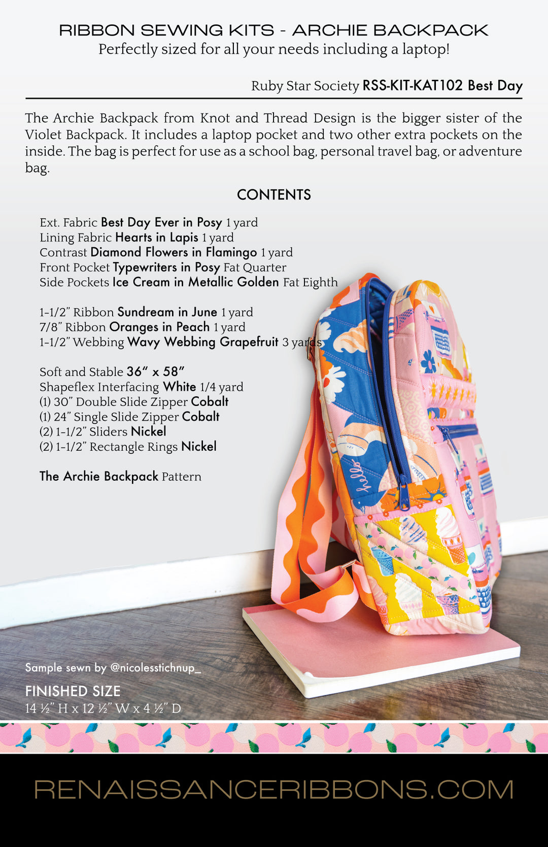 Sewing Kit - Archie Backpack in Best Day