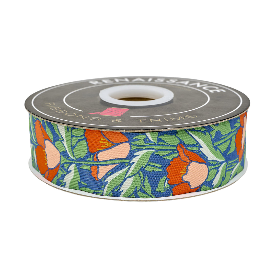Poppy Night - Shadowed Blooms - 1-1/2" wdith - by Renaissance Ribbons - One Yard
