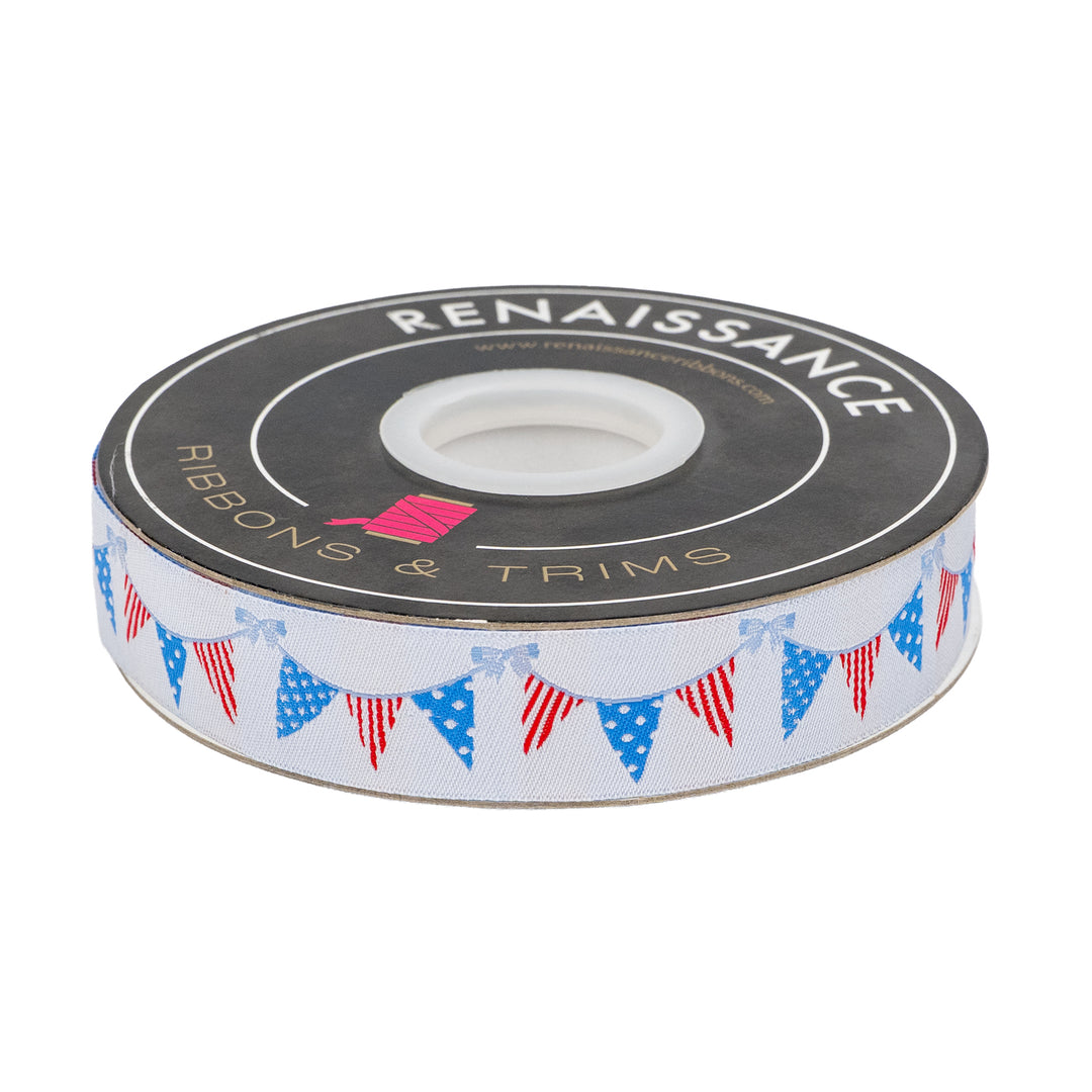 250th Birthday - Flag Banner - 1" width - by Renaissance Ribbons - One Yard
