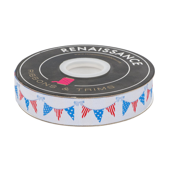 250th Birthday - Flag Banner - 1" width - by Renaissance Ribbons - One Yard