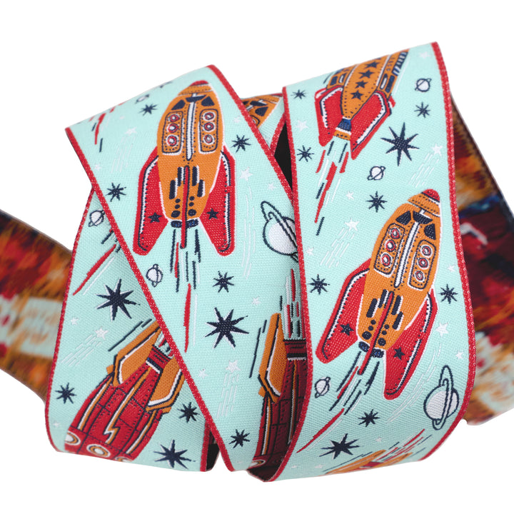 PREORDER - 3, 2, 1... Blastoff - Retro Rocket in Blue Nebula 1-1/2" - by Stacy Iest Hsu - One Yard