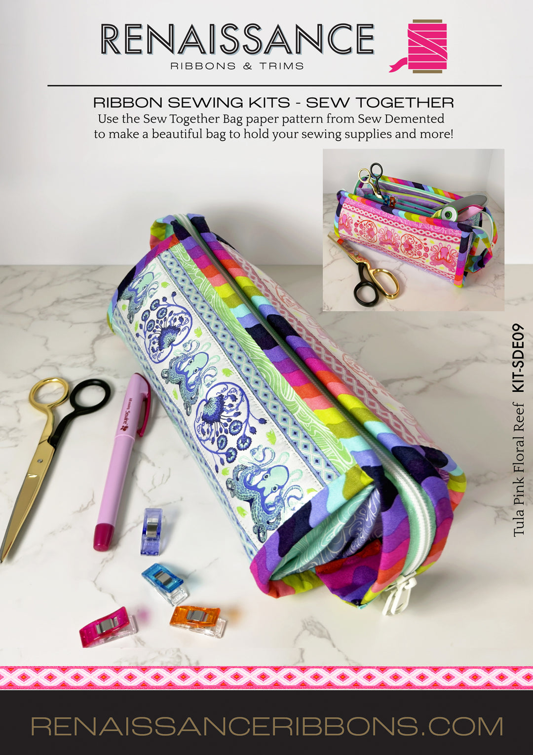 Sewing Kit - Sew Together Bag - Sew Demented - Floral Reef