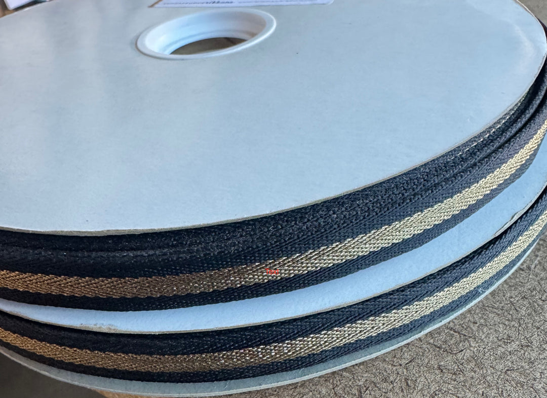 Gold Tape W/Black Edges  12mm