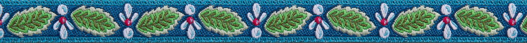 Leaves and Jewel on Blue - 3/8" - Odile - by the yard