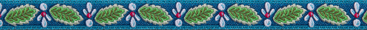 Leaves and Jewel on Blue - 3/8" - Odile - by the yard