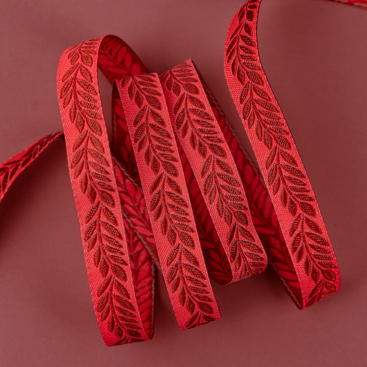 Foliage - Foliage in Coral - 3/8" width - by Sally Kelly - One Yard