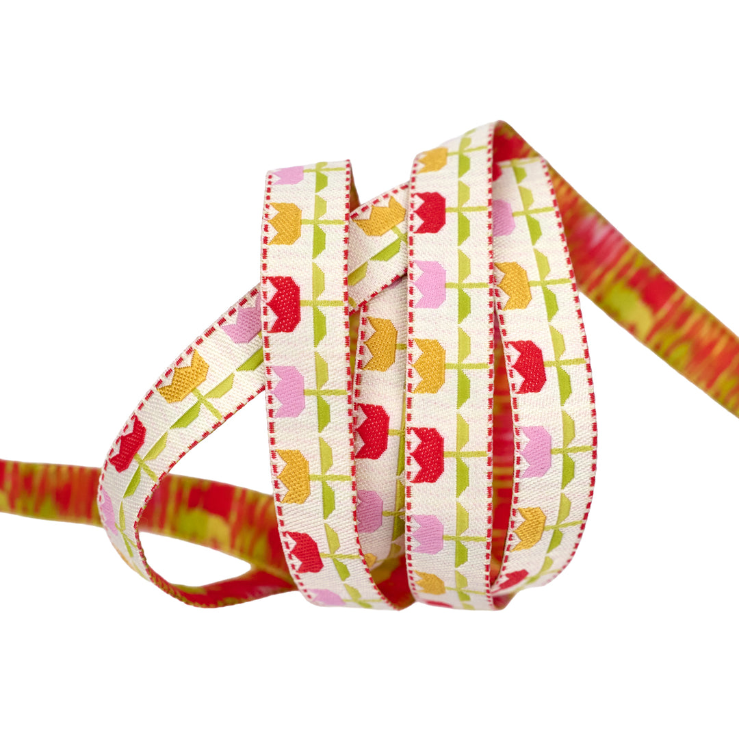 Dutch Ribbon Pattern Summer's End - Dutch Tulips in Multi - 1/2