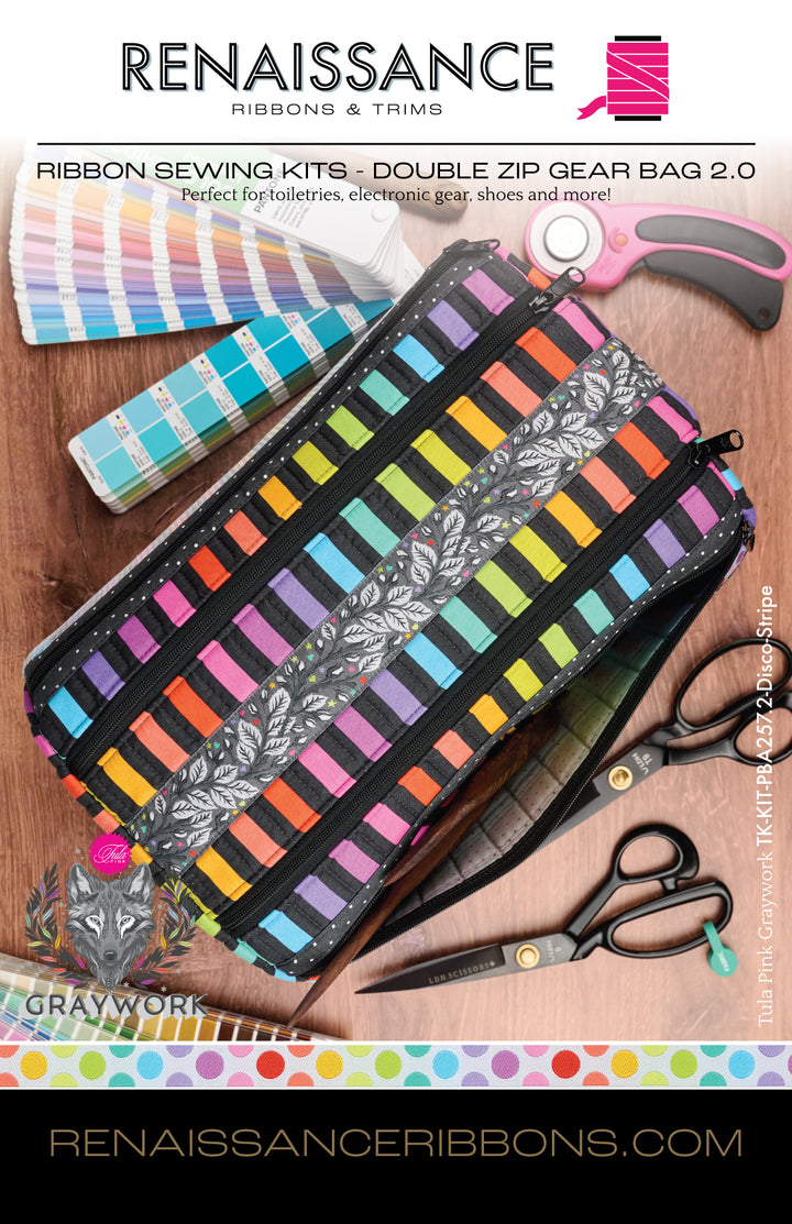 Sewing Kit - Double Zip Gear Bag 2.0 - ByAnnie - Disco Stripe