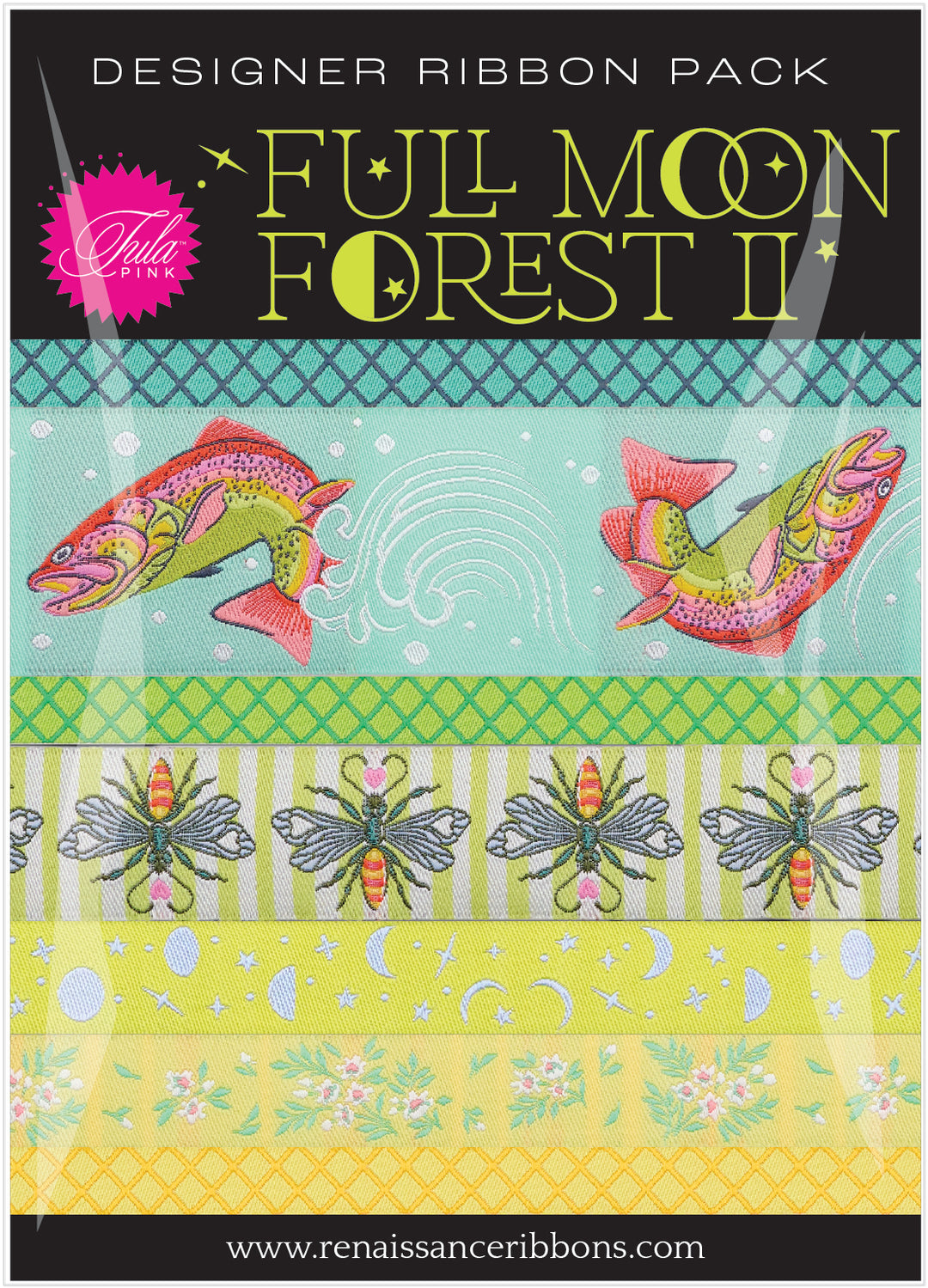PRE ORDER Tula Pink - Full Moon Forest II Honey - Designer Ribbon Pack PRE ORDER Tula Pink - Full Moon Forest II Honey - Designer Ribbon Pack