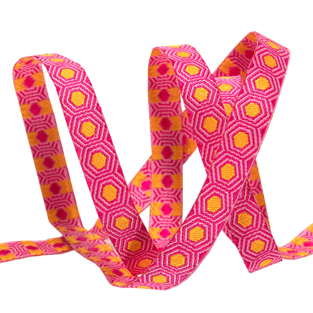 Tiny Gold Tortoise dots on Pink  - 3/8" -by the yard