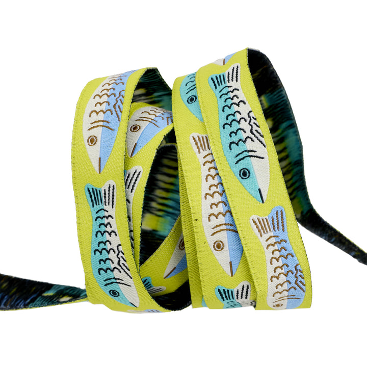 PREORDER - Ooh Lucky Lucky - Sardines in Citron - 5/8" width - by Alexia Abegg - One Yard