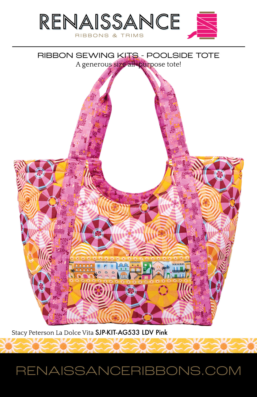 Sewing Kit - Poolside Tote - Noodlehead - La Dolce Vita in Pink BASE
