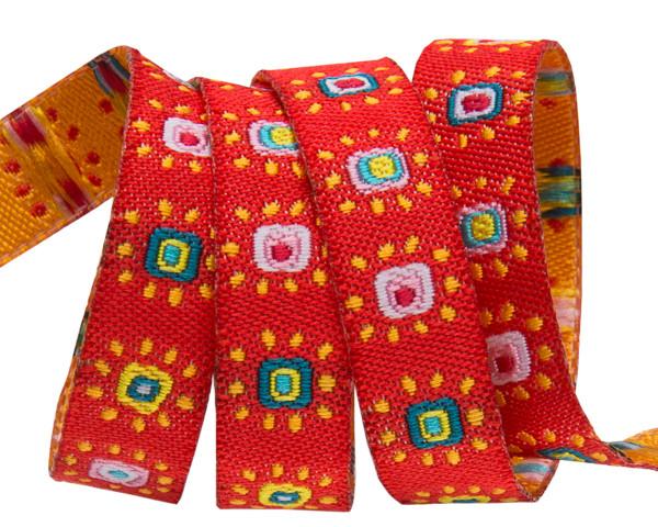 Mini suns on red - 3/8" -by the yard