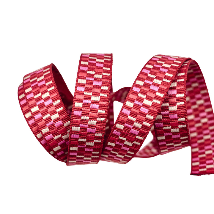 Paradise Garden - Rhapsody in Pomegranate - 1" width WEBBING - by Patty Basemi - One Yard