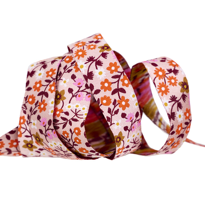 PREORDER - Strawberry - Clothesline Floral in Peach Cream - 7/8" width - by Kimberly Kight - One Yard