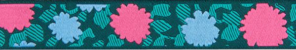 Coral &amp; Blue Simply Bold Floral  - 7/8" -by the yard