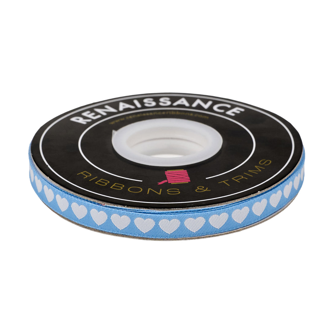 PREORDER - Funny Valentine - Tiny Hearts in Blue and White - 3/8" width - by Lizzy House - One Yard