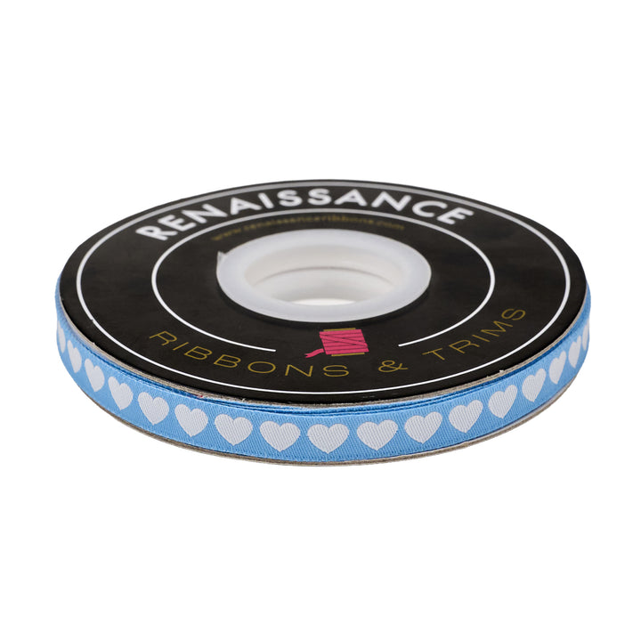 PREORDER - Funny Valentine - Tiny Hearts in Blue and White - 3/8" width - by Lizzy House - One Yard