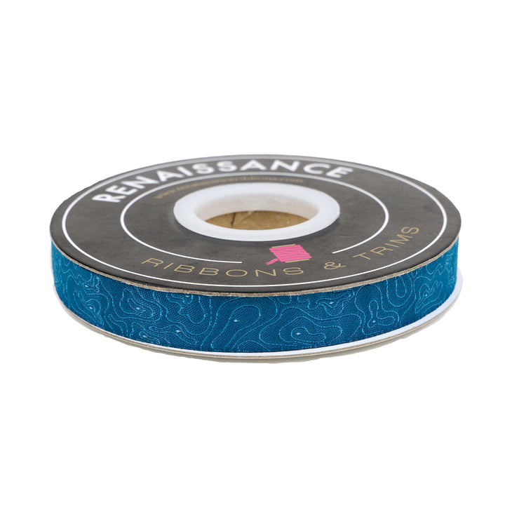 PREORDER - High Flight - Topography in Vintage Blue - 5/8" width - by Sarah Thomas - One Yard