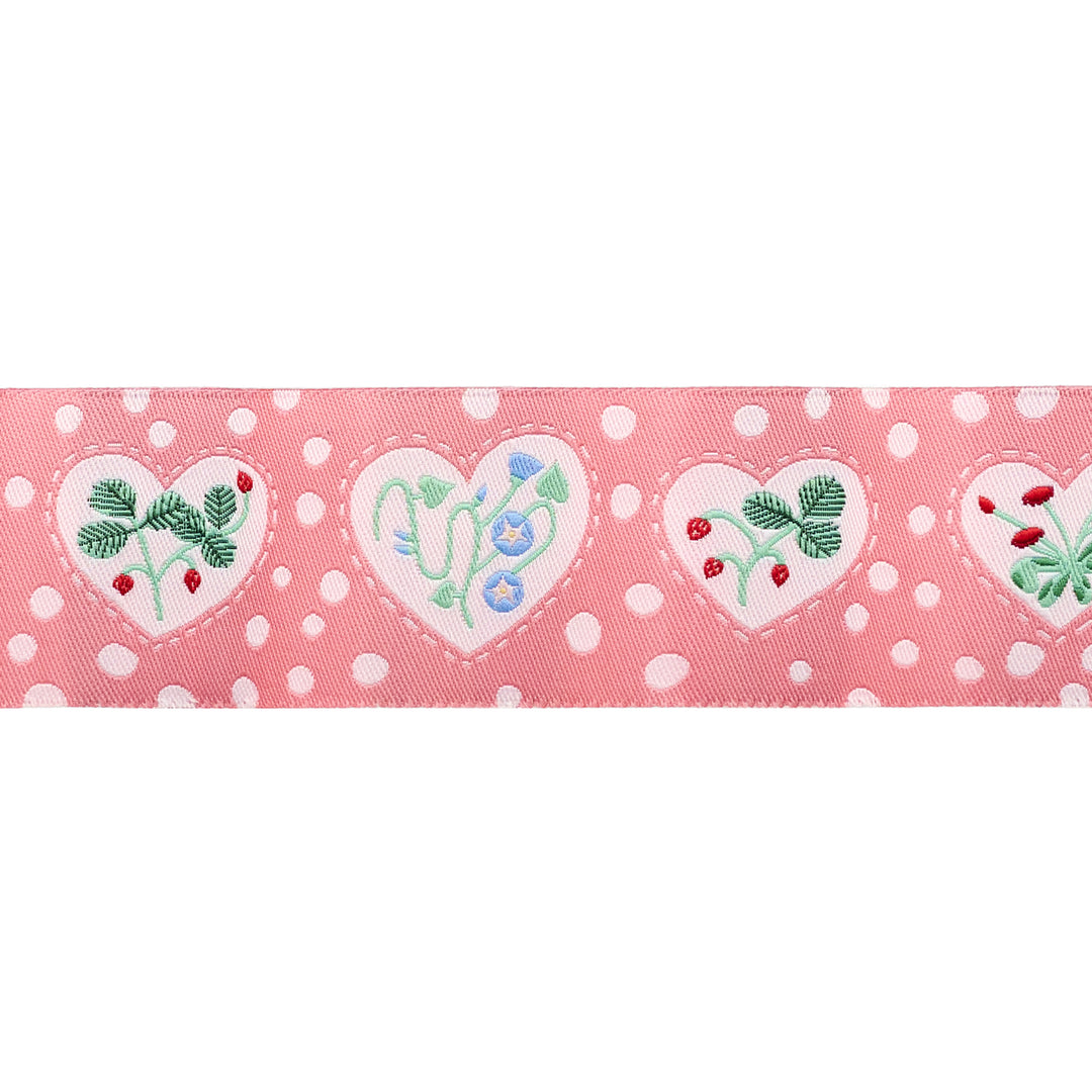 PREORDER - Funny Valentine - Sweet Hearts in Pink - 1-1/2" width - by Lizzy House - One Yard