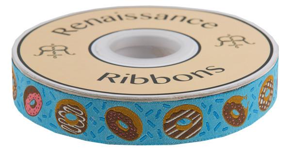 Donuts on Blue - 7/8" width - One Yard